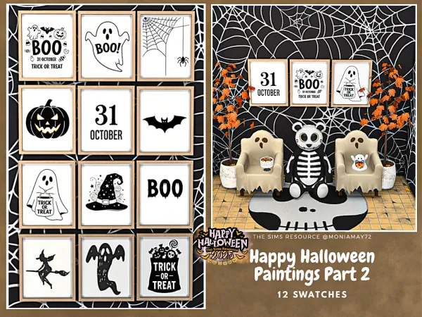 Mix Halloween 2025 Happy Halloween Paintings Part 2 by moniamay72 - The Sims 4 Custom Content