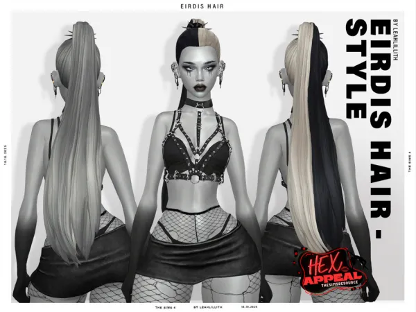 Maxis Match Hex Appeal Eirdis High Ponytail Hairstyle by Leah_Lillith - The Sims 4 Custom Content