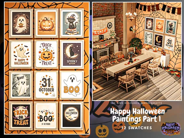 Mix Halloween 2025 Happy Halloween Paintings Part 1 by moniamay72 - The Sims 4 Custom Content