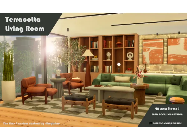 Maxis Match Terracotta Living Room by simsfinds - The Sims 4 Custom Content