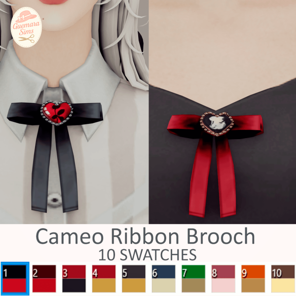 Mix Cameo Ribbon Brooch by simsfinds - The Sims 4 Custom Content