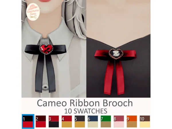 Mix Cameo Ribbon Brooch by Guemara - The Sims 4 Custom Content