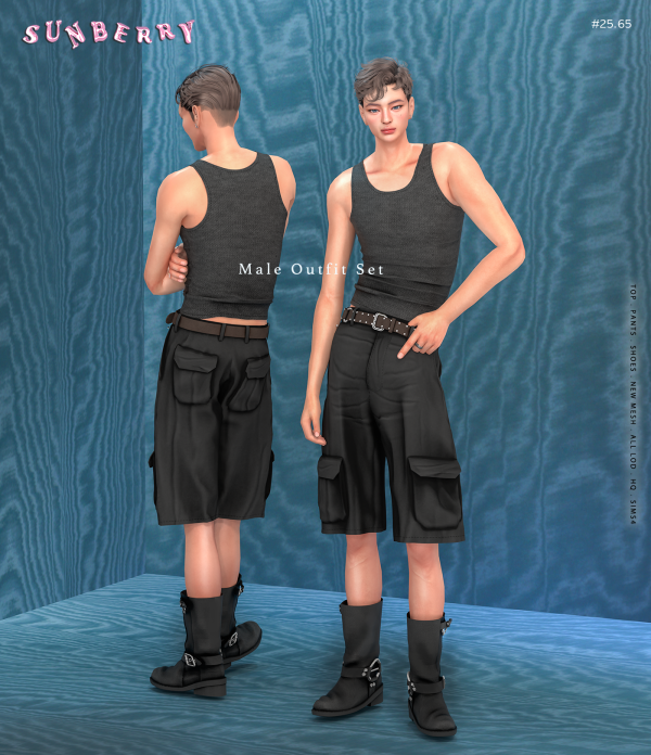 Alpha [SUNBERRY]2565_Male Outfit Set by simsfinds - The Sims 4 Custom Content