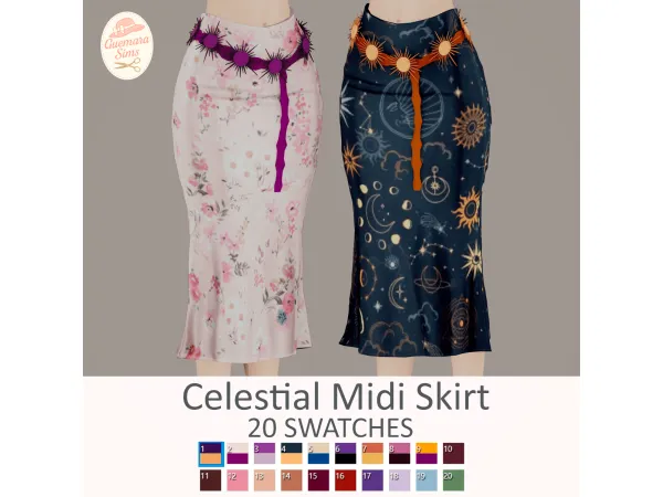 Maxis Match Celestial Midi Skirt by Guemara - The Sims 4 Custom Content