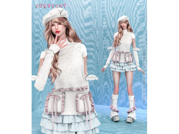 Alpha [SUNBERRY]2566_Lovely Outfit Set - The Sims 4 Custom Content