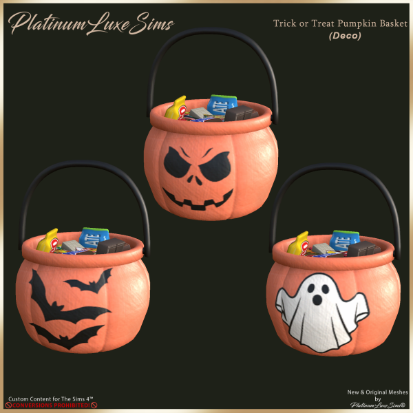 Mix Trick or Treat Pumpkin Baskets by simsfinds - The Sims 4 Custom Content