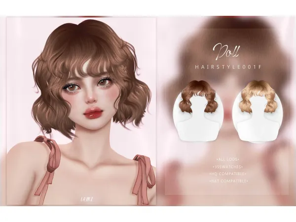 Alpha LAMZ Doll Hairstyles 001F by simsfinds - The Sims 4 Custom Content