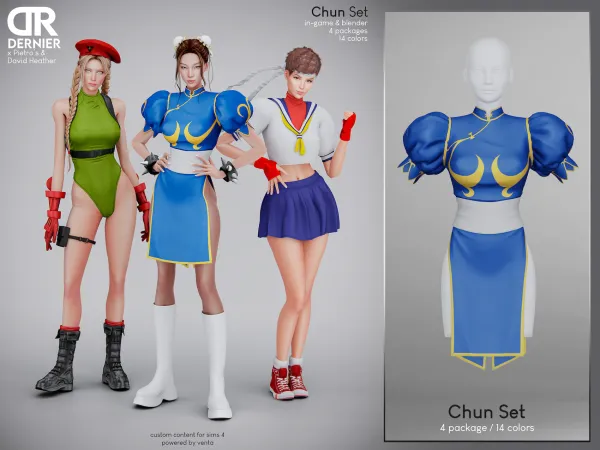 Alpha DERNIER Chun Set by bergdorfsims - The Sims 4 Custom Content