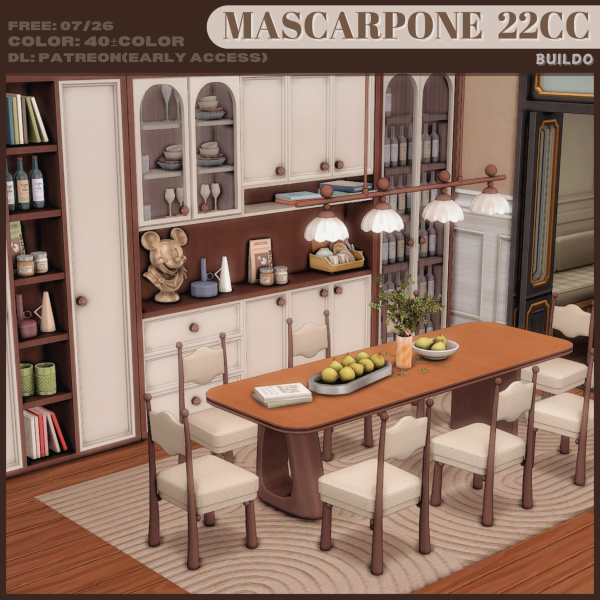 Maxis Match Mascarpone Dining Set _ 22CC by simsfinds - The Sims 4 Custom Content