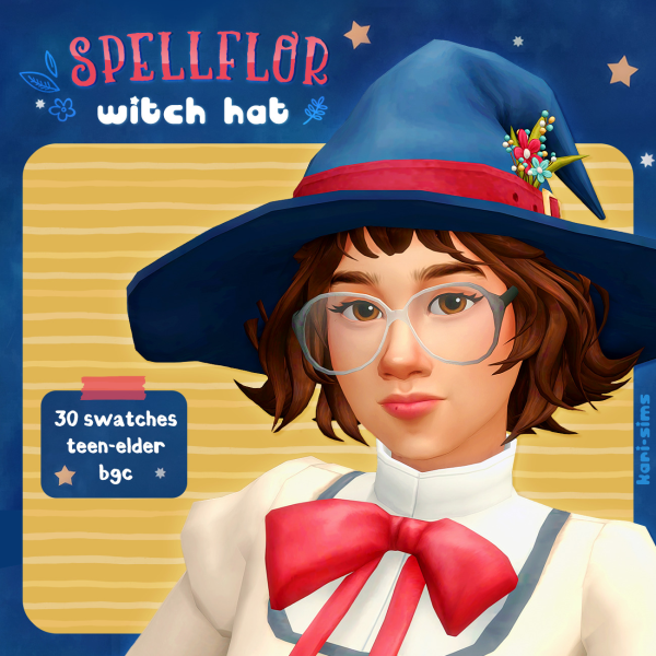 Maxis Match spellflor witch hat by simsfinds - The Sims 4 Custom Content