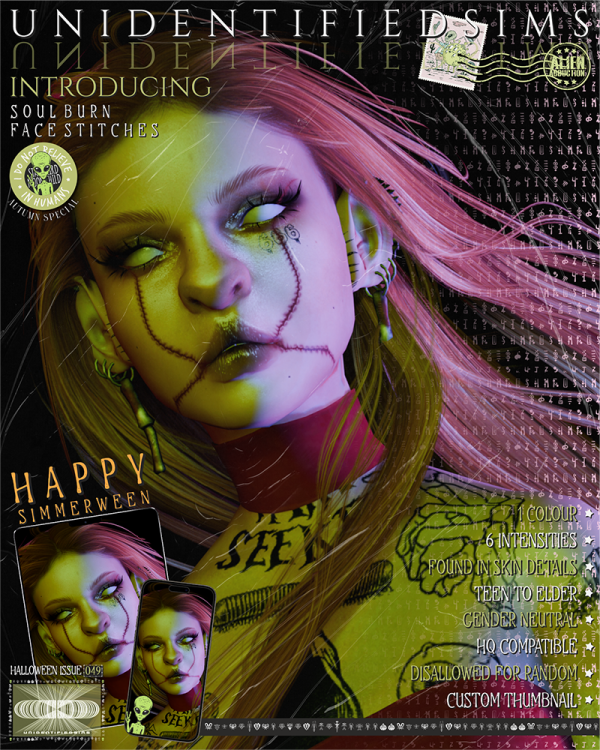 Mix Soul Burn Face Stitches by unidentifiedsims - The Sims 4 Custom Content