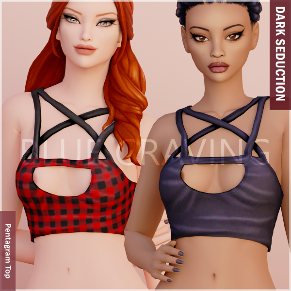 Alpha Blue Craving Pentagram Top by bluecraving - The Sims 4 Custom Content