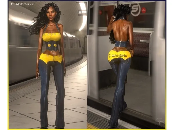 Alpha (PLASTICsimz) Tommie Denim Outfit - The Sims 4 Custom Content
