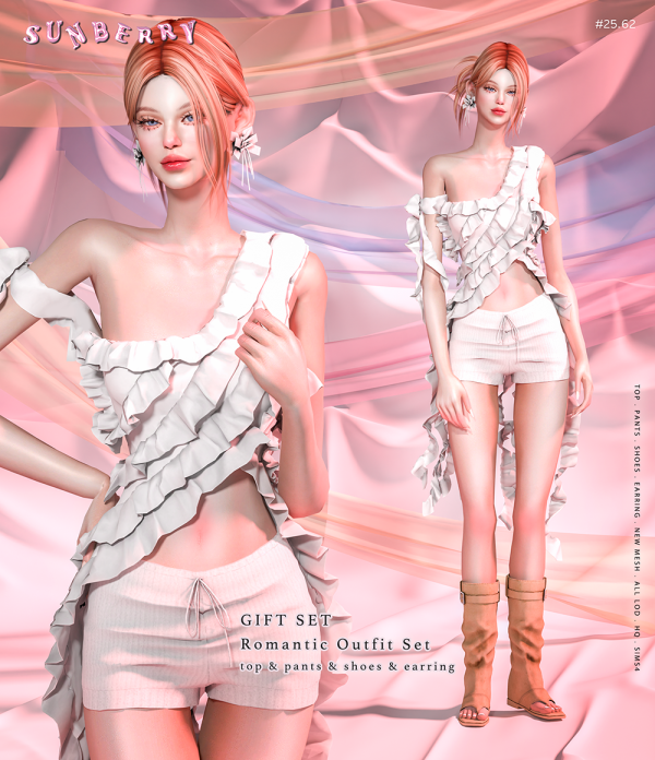 Alpha [SUNBERRY]2562 GIFT SET1 Top Pants Shoes Acc by simsfinds - The Sims 4 Custom Content