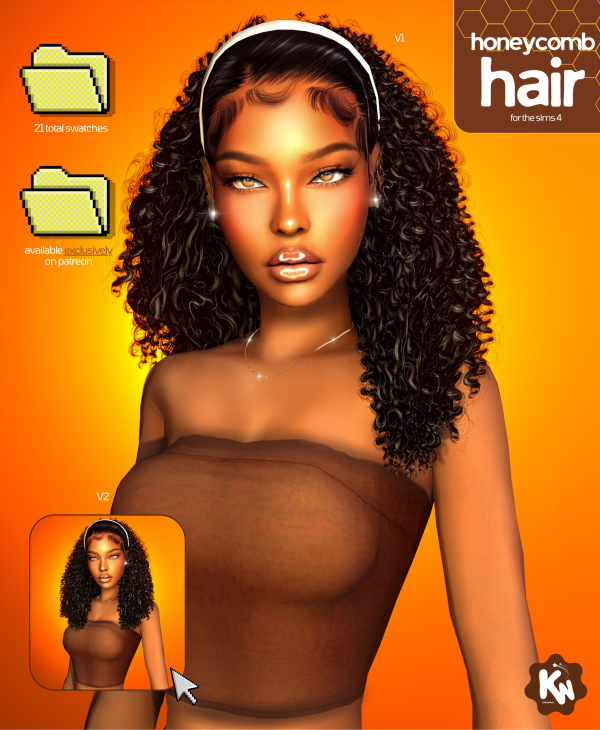 Alpha 𝐇𝐎𝐍𝐄𝐘𝐂𝐎𝐌𝐁 𝐇𝐀𝐈𝐑 by simsfinds - The Sims 4 Custom Content