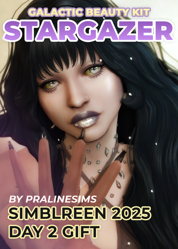 Maxis Match SIMBLREEN 2025 DAY 2 GIFT STARGAZER Galactic Beauty Kit by simsfinds - The Sims 4 Custom Content