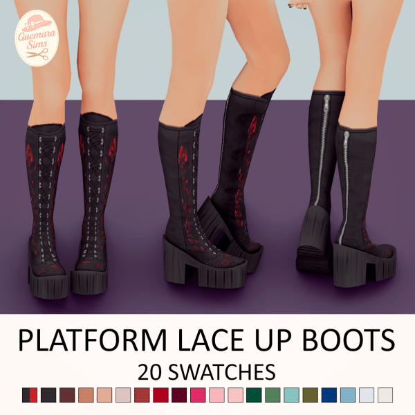 Maxis Match Platform Lace Up Boots by simsfinds - The Sims 4 Custom Content