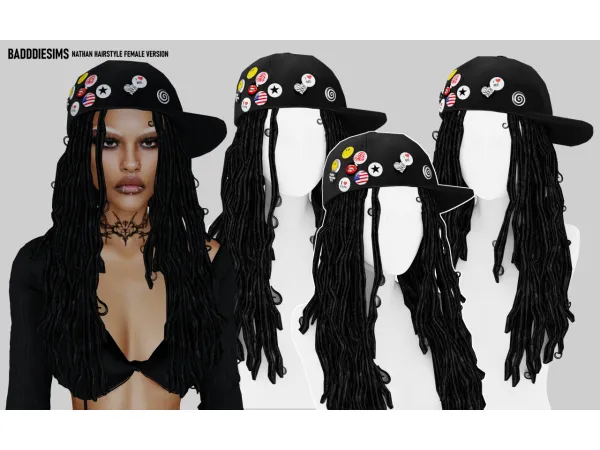 Alpha NATHAN HAIRSTYLE FEMALE VERSION by BadddieSims - The Sims 4 Custom Content