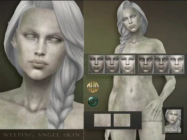 Alpha Weeping Angel (Female Statue) skin by remussirion - The Sims 4 Custom Content