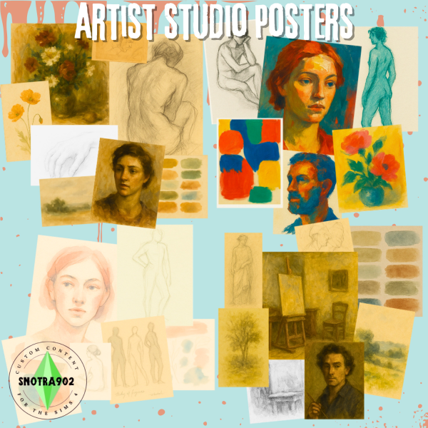 Alpha Artist Studio Posters by simsfinds - The Sims 4 Custom Content