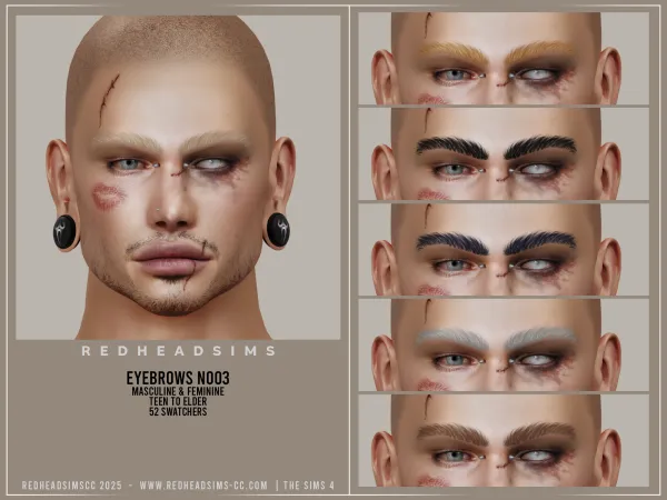 Alpha AM EYEBROWS N003 by redheadsims - The Sims 4 Custom Content