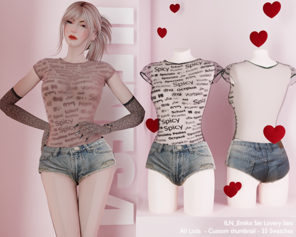 Alpha ILN Emiko Set Outfit by ilenes4 - The Sims 4 Custom Content