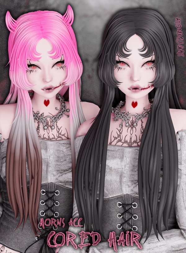 Maxis Match Cored hair and horns acc - The Sims 4 Custom Content