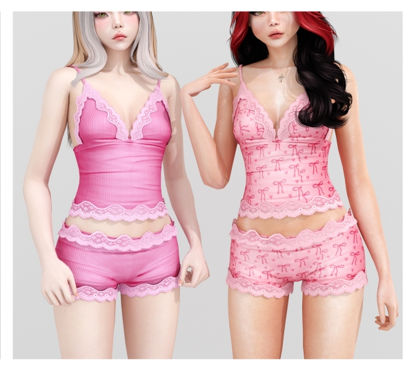 Mix Lorela Sleepwear set by babyetears - The Sims 4 Custom Content