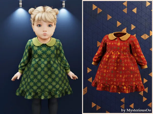 Alpha Infant Autumn petal dress by thesimsresource - The Sims 4 Custom Content