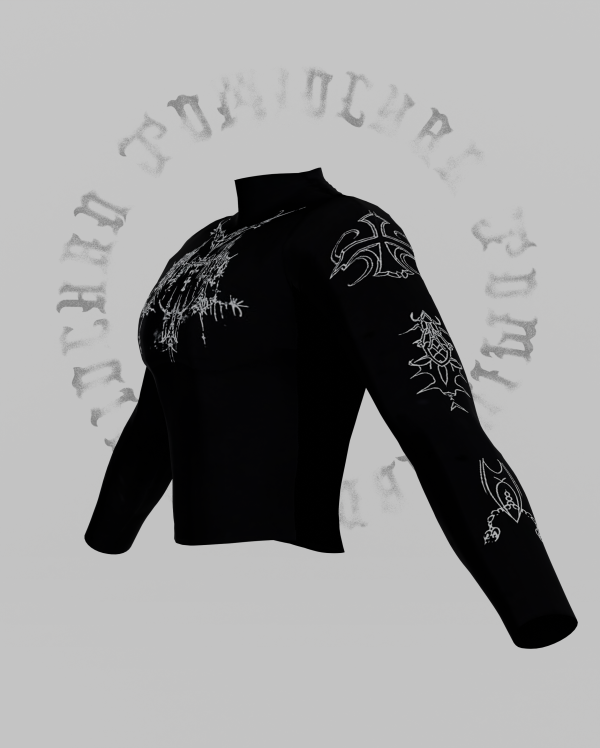 Alpha Gothic Print Crop Top by simsfinds - The Sims 4 Custom Content