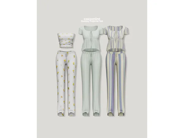 Alpha [cocomint] Sleepy Pajama Set - The Sims 4 Custom Content
