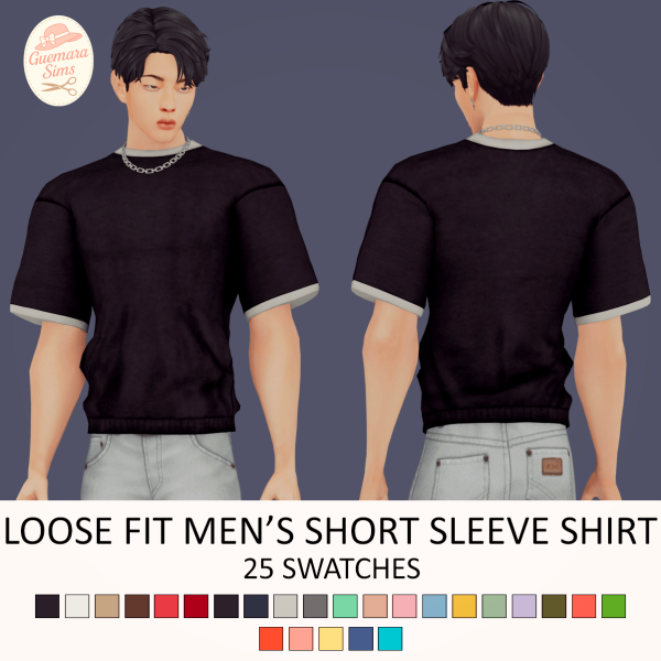 Maxis Match Loose Fit Men's Short Sleeve Shirt (Male) by simsfinds - The Sims 4 Custom Content