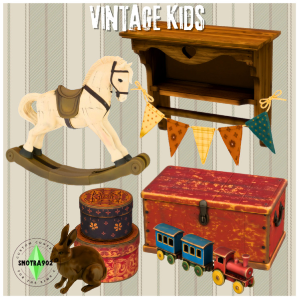 Mix Vintage Kids Decors by simsfinds - The Sims 4 Custom Content