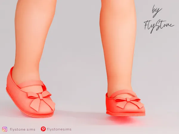 Maxis Match Toddler Guipure Flats With A Bow by FlyStone - The Sims 4 Custom Content