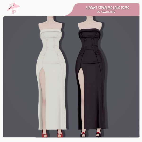 Maxis Match Elegant strapless long dress by simsfinds - The Sims 4 Custom Content