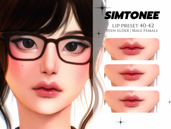 Mix Simtonee Lip Preset 40 42 by simsfinds - The Sims 4 Custom Content