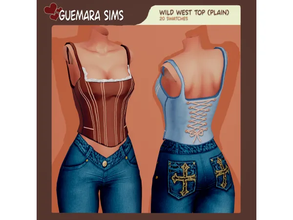 Maxis Match Wild west corset (Plain) by Guemara - The Sims 4 Custom Content