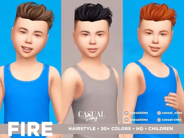 Alpha Fire Hairstyle Children - The Sims 4 Custom Content