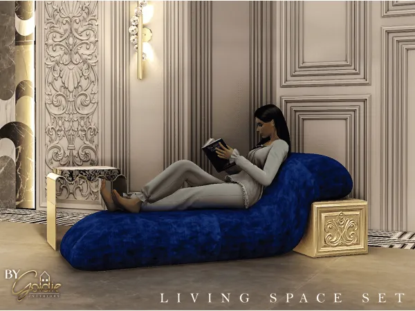 Alpha [Klassi] Living space set by goldie_s4 - The Sims 4 Custom Content