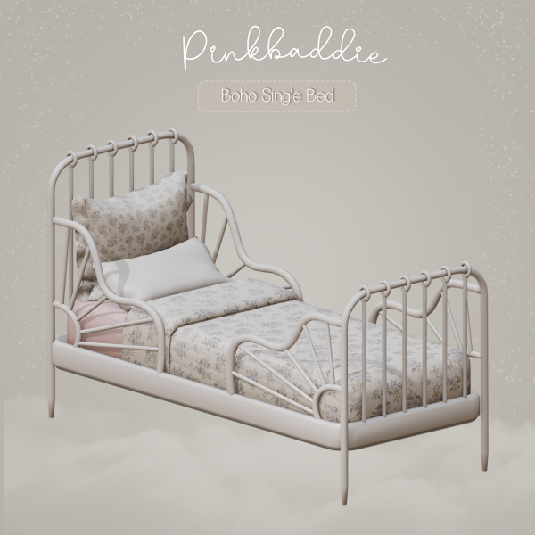 Mix Boho Single Bed by pinkbaddie - The Sims 4 Custom Content