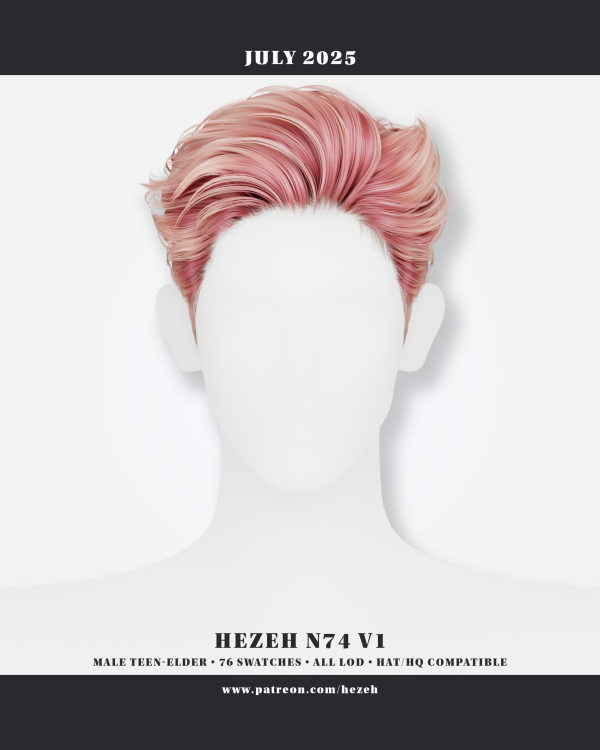 Alpha [Hezeh]Hair_No74 V1 by hezeh - The Sims 4 Custom Content