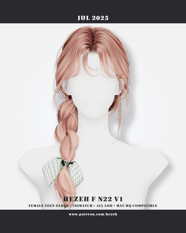 Alpha [Hezeh]FHair_No22 V1 by hezeh - The Sims 4 Custom Content