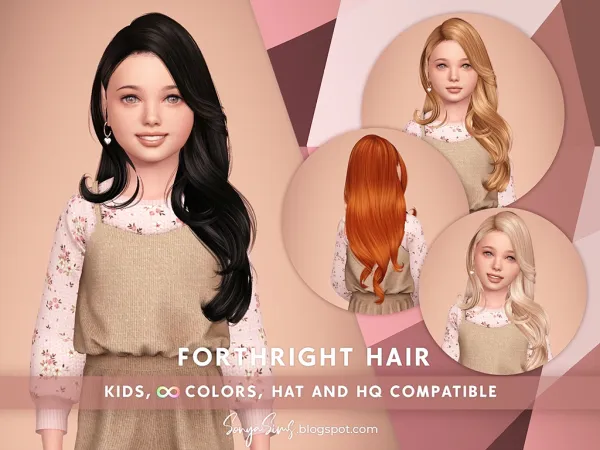 Alpha Forthright Hair Kids by sonyasims - The Sims 4 Custom Content