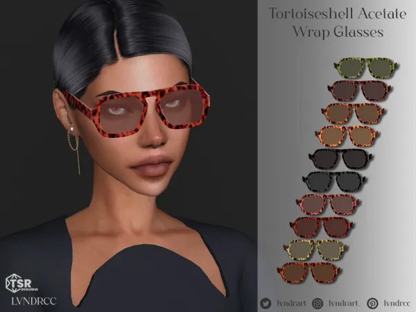 Alpha Tortoiseshell Acetate Wrap Glasses - The Sims 4 Custom Content