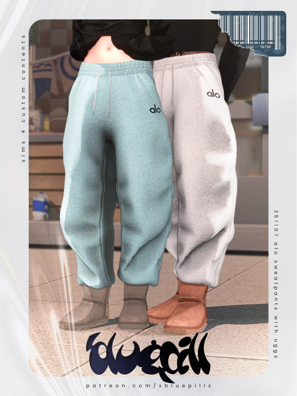 Alpha (Bluepill) 251107 alo sweatpants with uggs classic mini uggs by simsfinds - The Sims 4 Custom Content