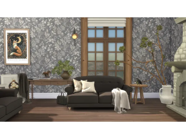 Alpha Log Cabin Wallpaper by Philo - The Sims 4 Custom Content