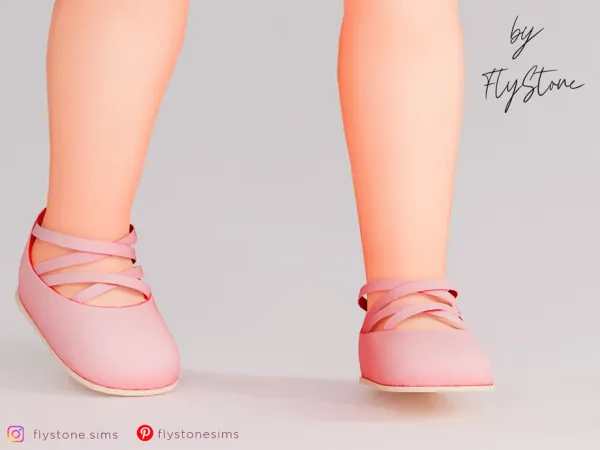Maxis Match Toddler Silk Ballet Flats With Ties by FlyStone - The Sims 4 Custom Content