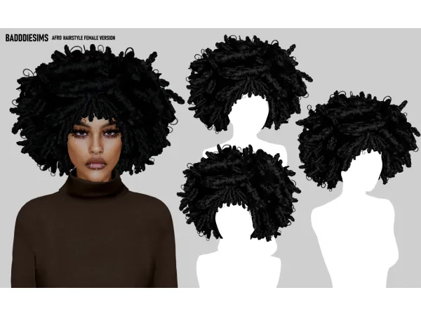 Alpha AFRO HAIRSTYLE FEMALE VERSION by BadddieSims - The Sims 4 Custom Content