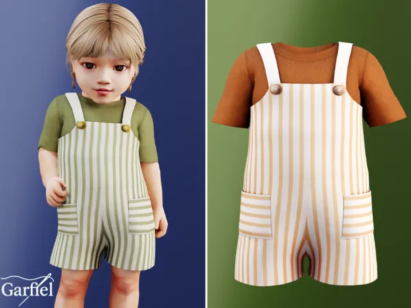 Maxis Match Infant Striped romper set with short sleeves by thesimsresource - The Sims 4 Custom Content