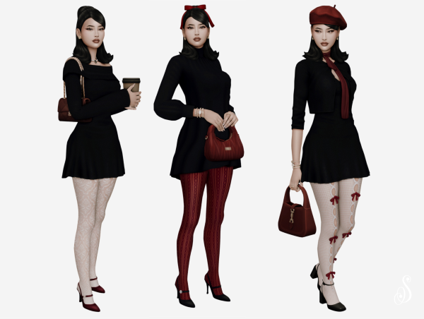Maxis Match noir rouge inspo ft lily willow by simsfinds - The Sims 4 Custom Content